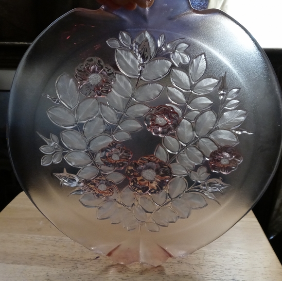 MIKASA WALTHER 1980's SERVING TRAY 14" IN DIAMETER,ROSELLA BOOM PINK - Picture 2 of 7